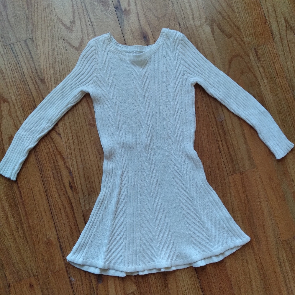 #701 Crazy 8 Girls White Sweater Dress Cable Knit - Picture 14 of 14